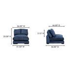Diagram with dimensions of Plunge sofa showing width, depth, and height measurements in inches