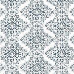 Timbre Damask Premium Matte Wallpaper with elegant dark damask pattern on soft white background, matte finish