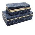 Stacked boxed with smaller lid resting open inside larger box, highlighting interior fabric lining