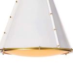 Alternative angle of French Maid Small Chandelier showing brass ring and screws securing diffuser shade