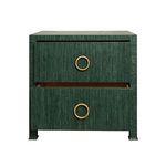 Edelman Side Table front view with top drawer partially open showing interior wood tone