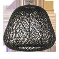 Osbert Black Pendant illuminated with cool white light showing twine wrapping detail and ceiling chain