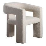 Elo Chair in off-white textured fabric displayed from angled front opposite side