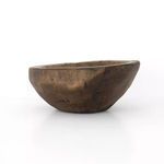Side view highlighting the bowl's asymmetrical profile and smooth wood surface