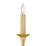 Close-up of single candle light showing tapered candlestick base and flame shaped bulb