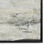 Close-up on the artist's signature 'e matera' at bottom right on textured muted background