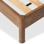 Close-up of wooden slats and smoked oak frame corner fastened together