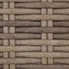 Close-up of premium all-weather wicker in rich aged tobacco color with woven texture