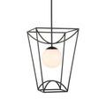 Rochefort Lantern from a wider side angle showing black thin frame and lit globe