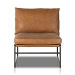 Front view of Elias Cane Accent Chair in studio showing symmetrical cushion and frame alignment