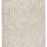 Handwoven medallion light taupe and cream rug with geometric tribal pattern and soft textured cut-loop pile