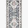 Skye Charcoal Multi Rug seen in full runner length with symmetrical repeat of the central medallions