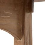 Detail of leg showing vertical wood grain texture and signs of aging