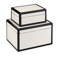 Set of two nesting lacquered boxes shown with soft shadows on plain white background