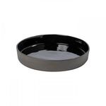 Black Lagoa Eco Gres bowl with matte dark grey textured exterior and glossy black interior