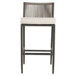 Front view of Pietra Counterstool showcasing rectangular seat cushion with rope pattern in backrest
