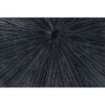 Close-up detail of wood grain pattern radiating from center of hexagonal table top