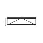 Sierra bench front view with measurements overlay showing width 75 inches and height 19 inches
