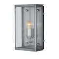 Antique silver finish Royster Outdoor Wall Sconce with brass construction and clear glass panels
