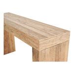 Close-up angled view highlighting the thick tabletop edge and joint with the leg.