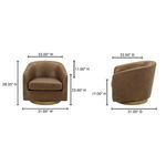 Line drawing with dimensions for Oscy swivel chair front and side views