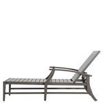Front facing view of chaise with white cushioned seat and backrest on dark gray frame