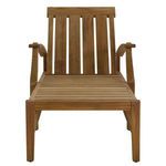 Front view showing wood armrests and slatted seat with angle of backrest raised
