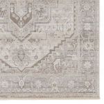 Close-up of rug corner focusing on the intricate border design and muted decorative elements