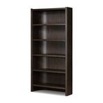 Tall Lockhart Bookcase with rounded corners and rubbed black oak finish, five shelves, heritage style