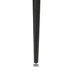 Angled close-up of tapered cast aluminum leg with adjustable metal foot