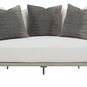 Wailea Daybed with three dark gray patterned throw pillows atop white seat and back cushions