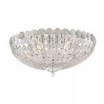 Flush mount ceiling light with six bulbs and clear crystal floral motifs forming a bowl shape