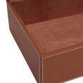 Open box displaying smooth suede interior with sharp leather edges