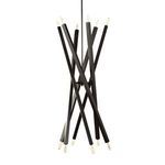 Vertical cluster style of Viper Chandelier with visible decorative tube bulbs at rod tips