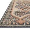 Low-angle close-up showing textured pile and stitched border of the rug
