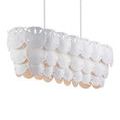 Side angled view focusing on overall chandelier form and sand dollar layering