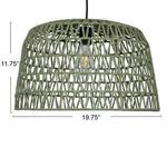 Sable Paper Rope Pendant Light front view with dimensions 11.75 inches height and 19.75 inches diameter
