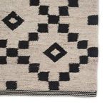 Flat Weave Durable Wool Ivory/Black Area Rug image 6