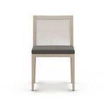 Front view with uniform lighting of Sherwood Brown outdoor dining chair with charcoal cushion