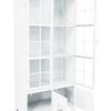 Oxford Glass Door Cabinet with both glass and locker-style doors open, showing empty shelves and compartments