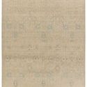 Traditional 8x10 wool rug with distressed floral Oushak pattern in tan and blue hues