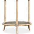 End table viewed from slight left angle highlighting rope-wrapped joints and tapered legs