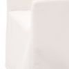 Close crop highlighting the curved slipcovered armrest with fine edge stitching
