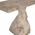 Close-up angled view of Tilden Console showcasing stone texture and sharp faceted edges on base and tabletop