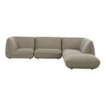 Zeppelin Lounge Modular Sectional in light taupe fabric, low-slung 70’s inspired silhouette with gentle curves and floatin...