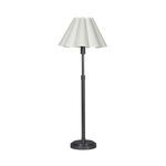Polly Blackened Brass Buffet Lamp with white scalloped shade and slender dark metal base