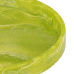 Close-up showing glossy texture and swirling marble details on tray edge