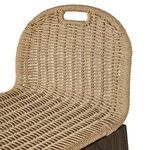 Close-up of woven natural fiber vertical and horizontal pattern on backrest