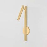 Circleville Wall Sconce in aged brass with elongated vertical tube and adjustable spotlight shade