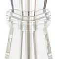 Close-up of octagonal polished brass ring on Duveen Table Lamp’s faceted optic crystal base
